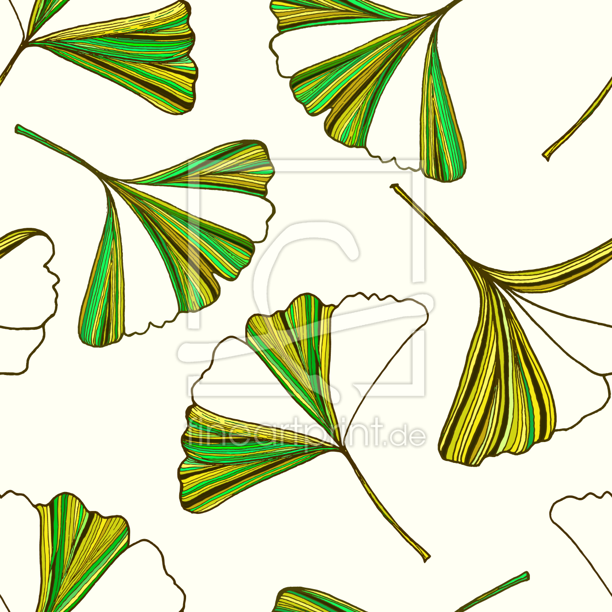 Bild-Nr.: 9008402 Gestreifte Ginkgo-Blätter erstellt von patterndesigns-com
