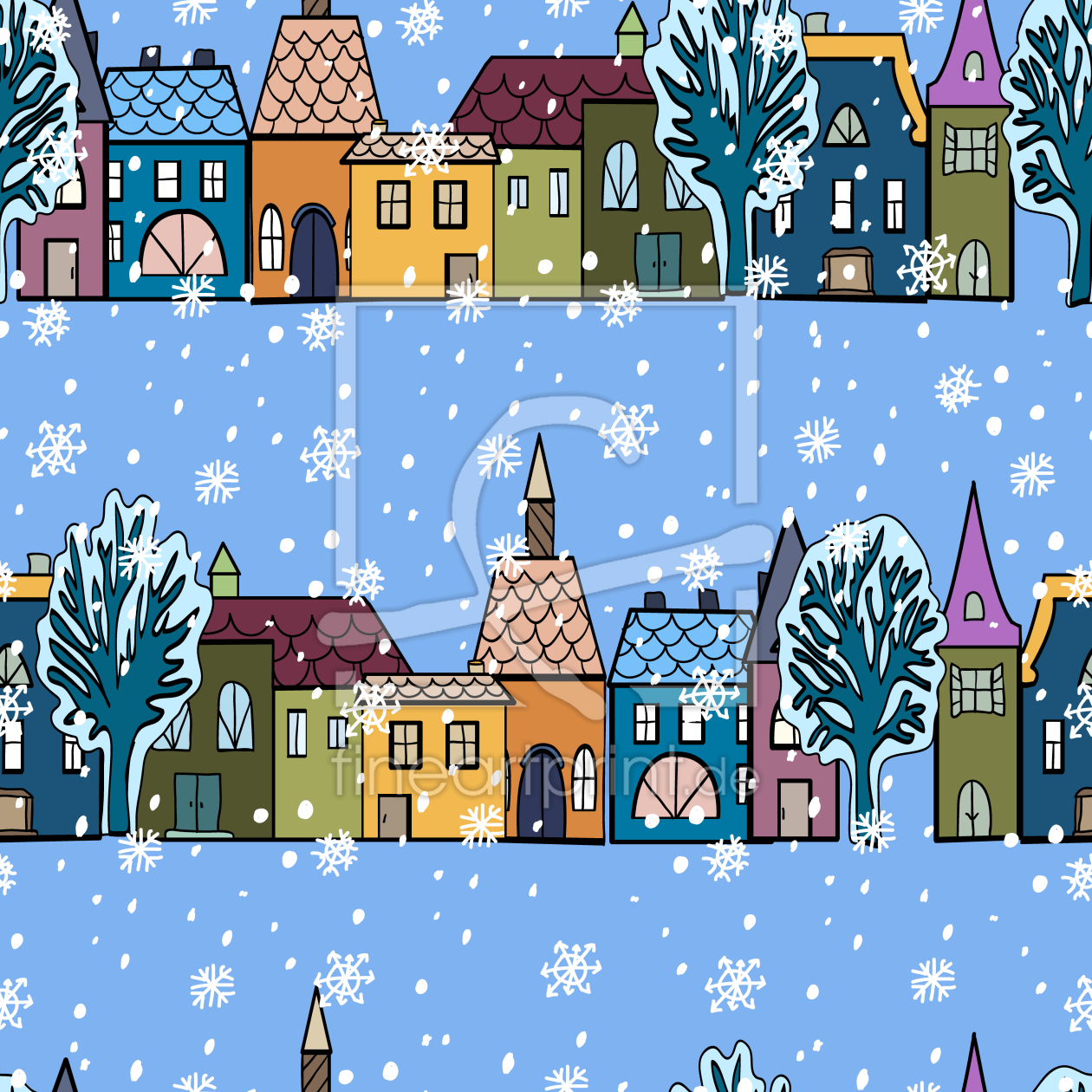 Bild-Nr.: 9009749 Winter-Häuser erstellt von patterndesigns-com