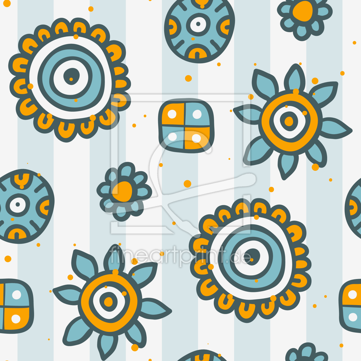 Bild-Nr.: 9010023 Doodle Blumen auf Streifen erstellt von patterndesigns-com