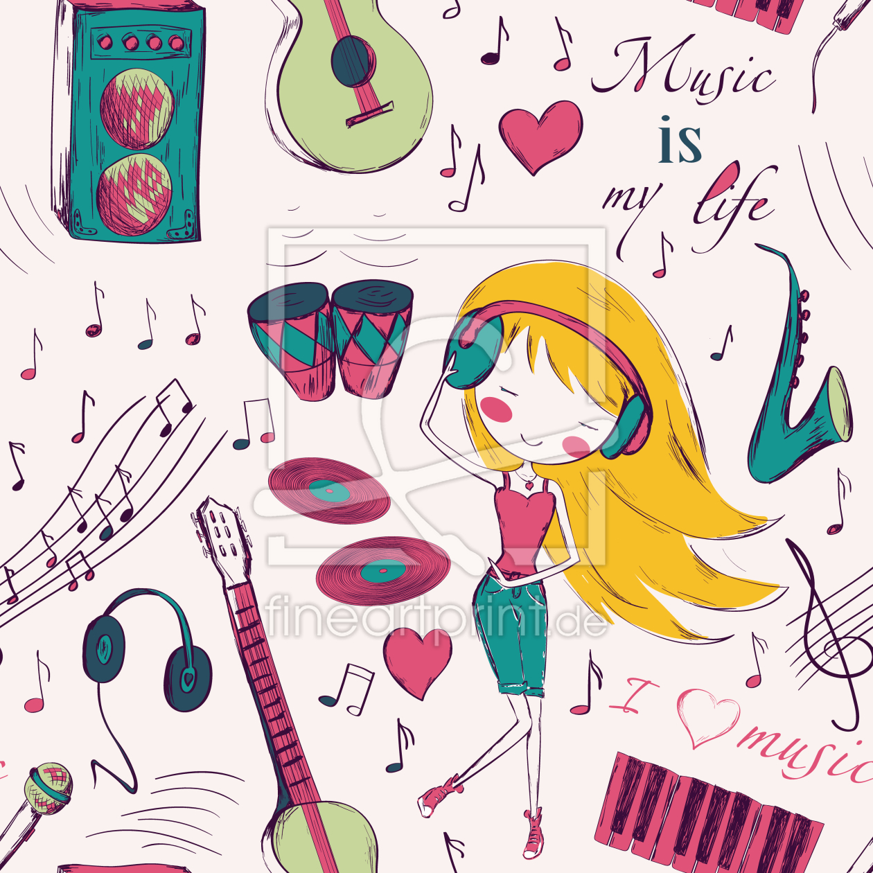 Bild-Nr.: 9010339 Mädchen Lieben Musik erstellt von patterndesigns-com