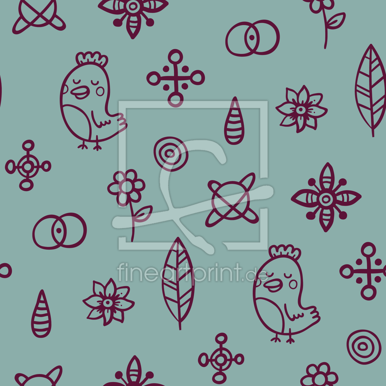 Bild-Nr.: 9010460 Vögel vernarrt in Blumen erstellt von patterndesigns-com