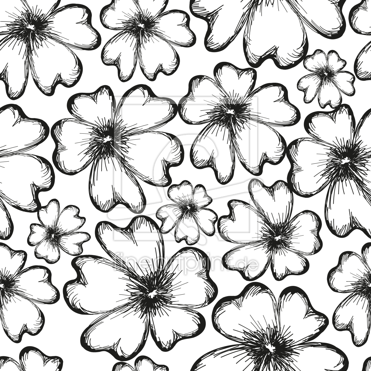 Bild-Nr.: 9010944 Monochrome Blumensilhouetten erstellt von patterndesigns-com