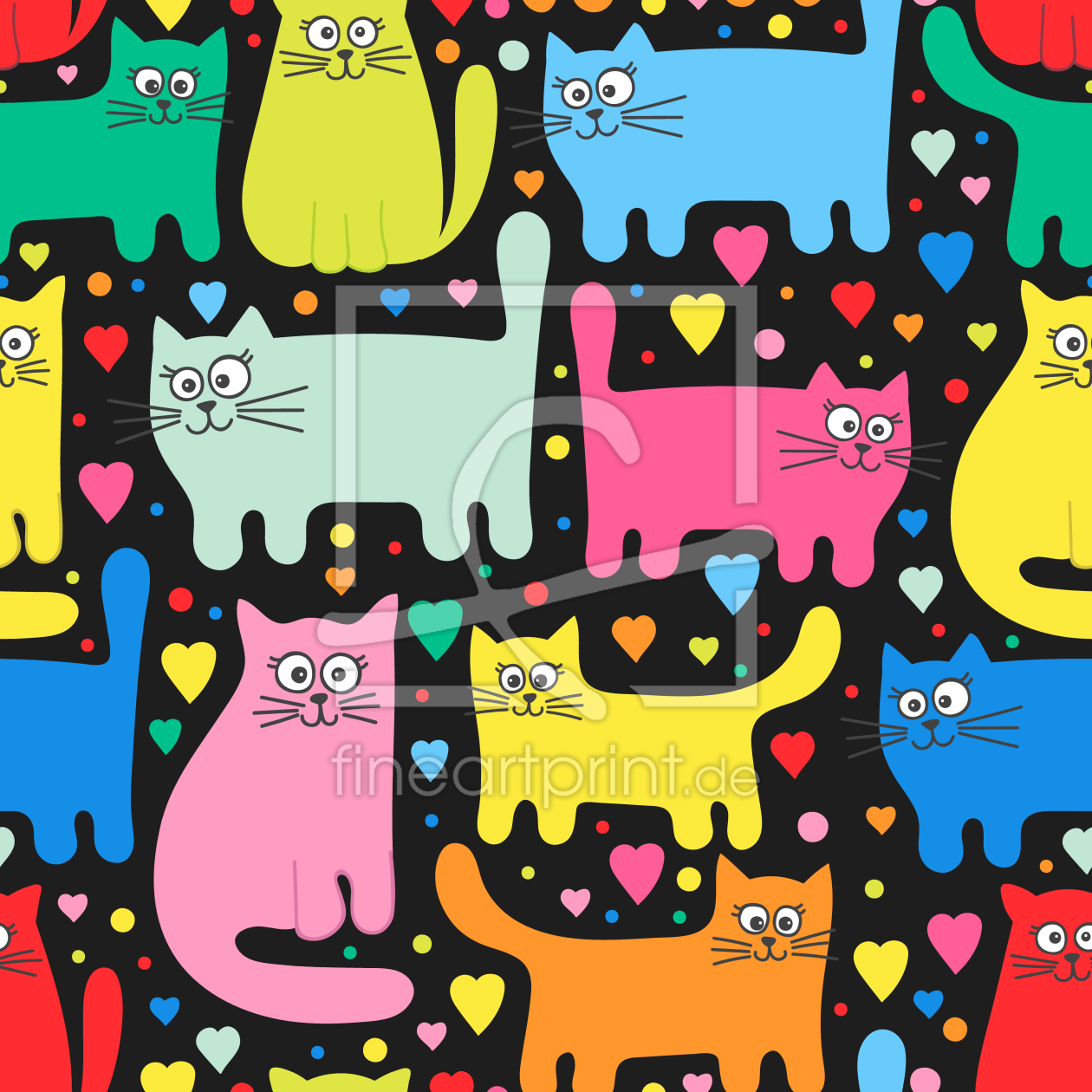 Bild-Nr.: 9011246 Lustige Kätzchen Und Herzen erstellt von patterndesigns-com