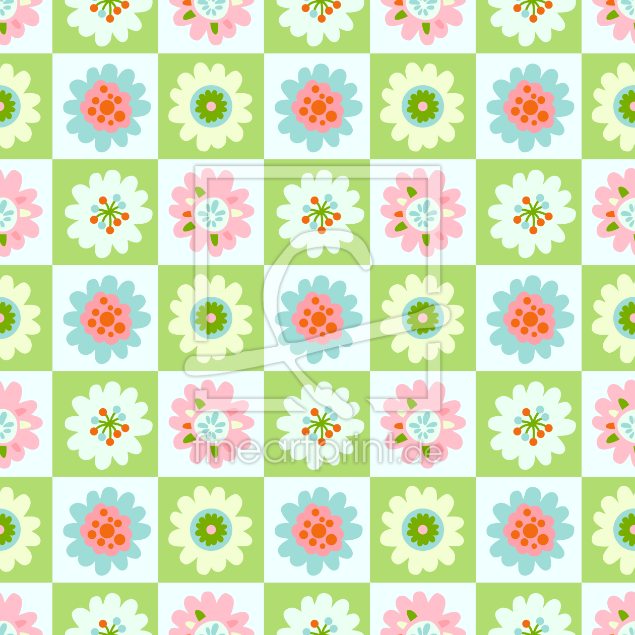 Bild-Nr.: 9011358 Schachbrett mit Blumen erstellt von patterndesigns-com