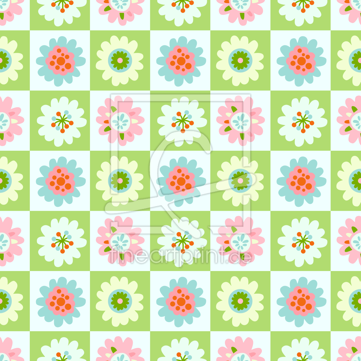 Bild-Nr.: 9011358 Schachbrett mit Blumen erstellt von patterndesigns-com