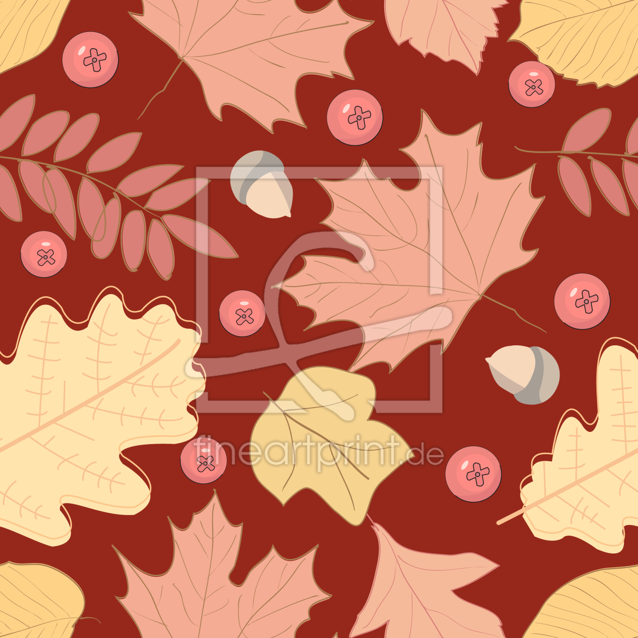 Bild-Nr.: 9011415 Eicheln Beeren und Blätter erstellt von patterndesigns-com