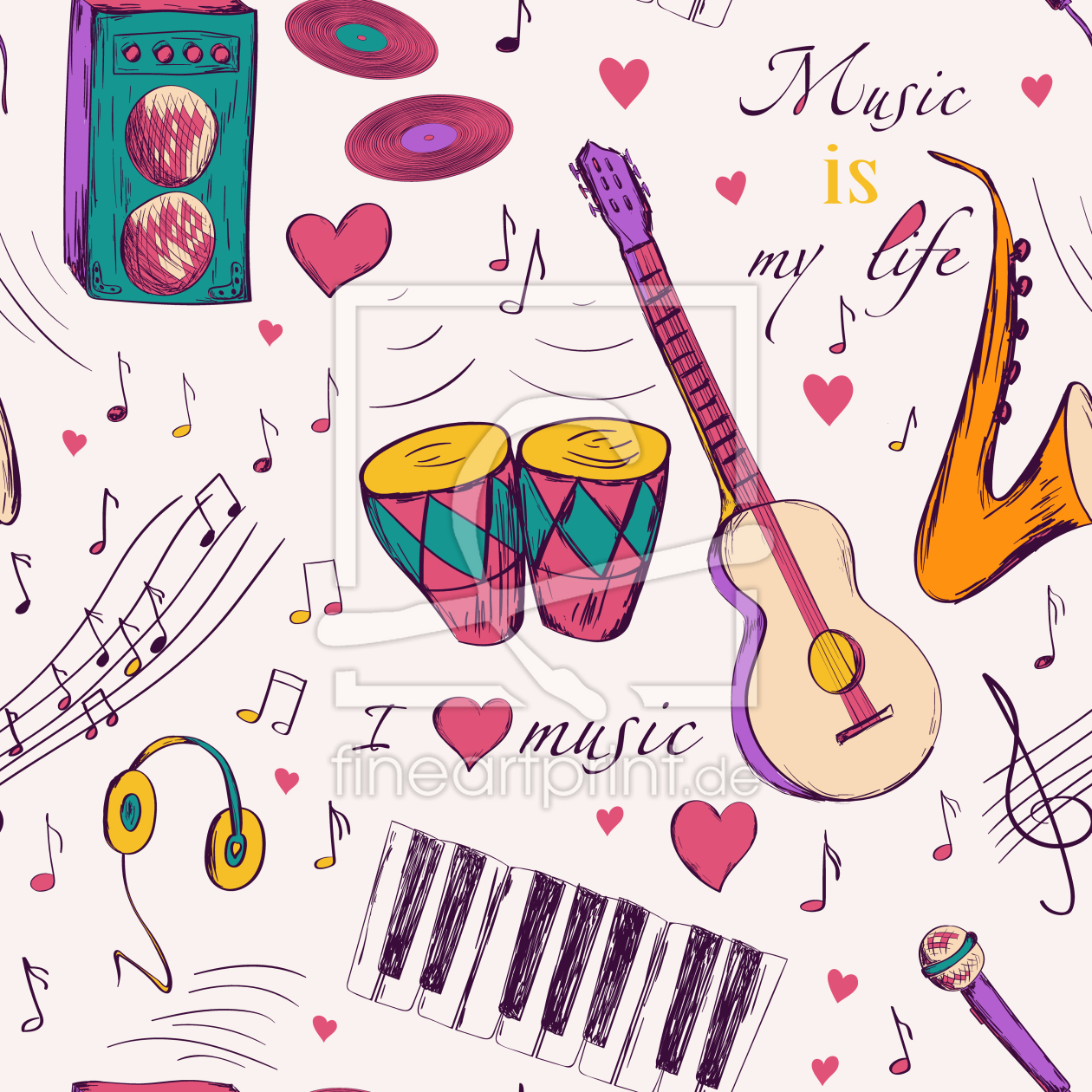 Bild-Nr.: 9011562 Handgezeichnete Musikinstrumente erstellt von patterndesigns-com