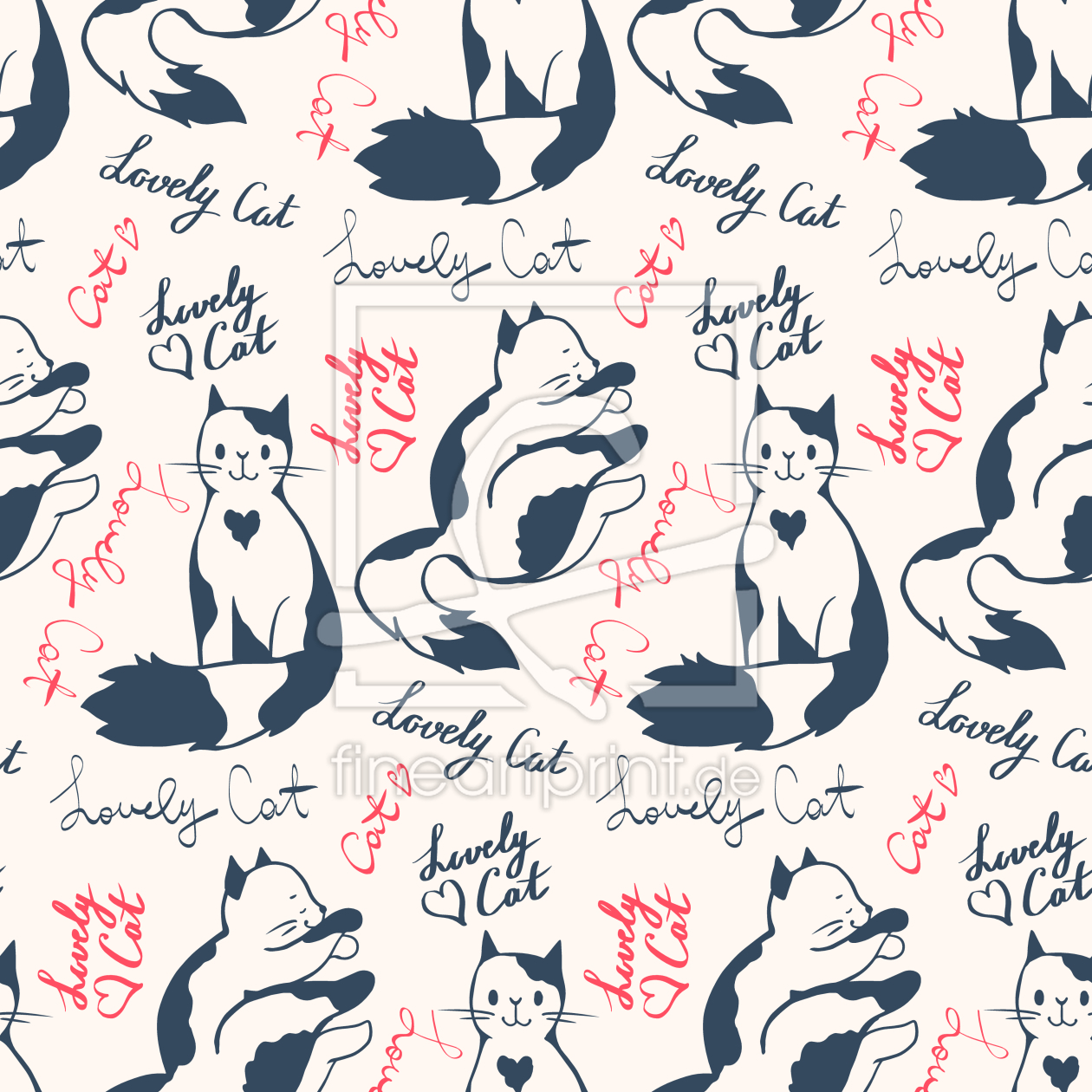 Bild-Nr.: 9011698 Herz-Katzen erstellt von patterndesigns-com
