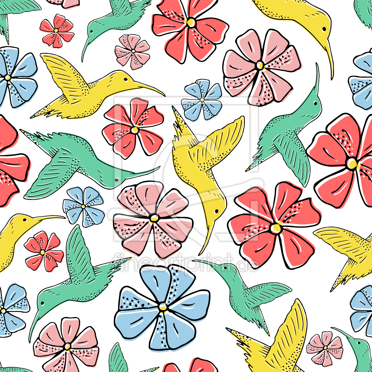 Bild-Nr.: 9011733 Kolibris und exotische Blumen erstellt von patterndesigns-com