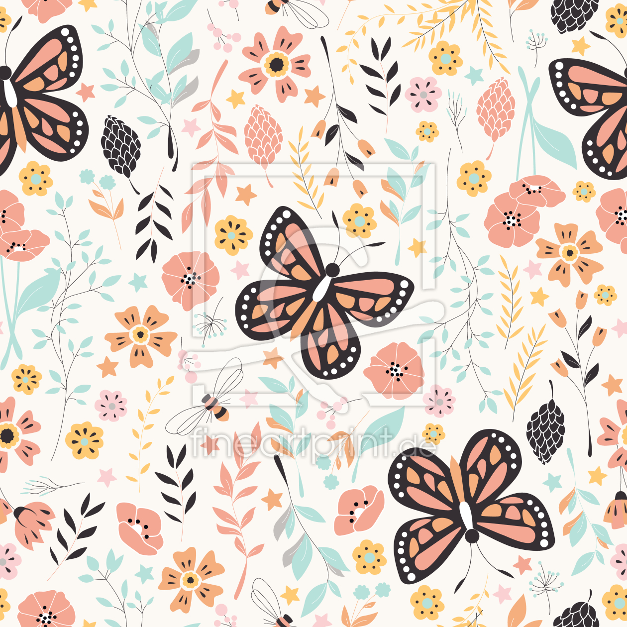 Bild-Nr.: 9012027 Blumenwiese und Schmetterlinge erstellt von patterndesigns-com