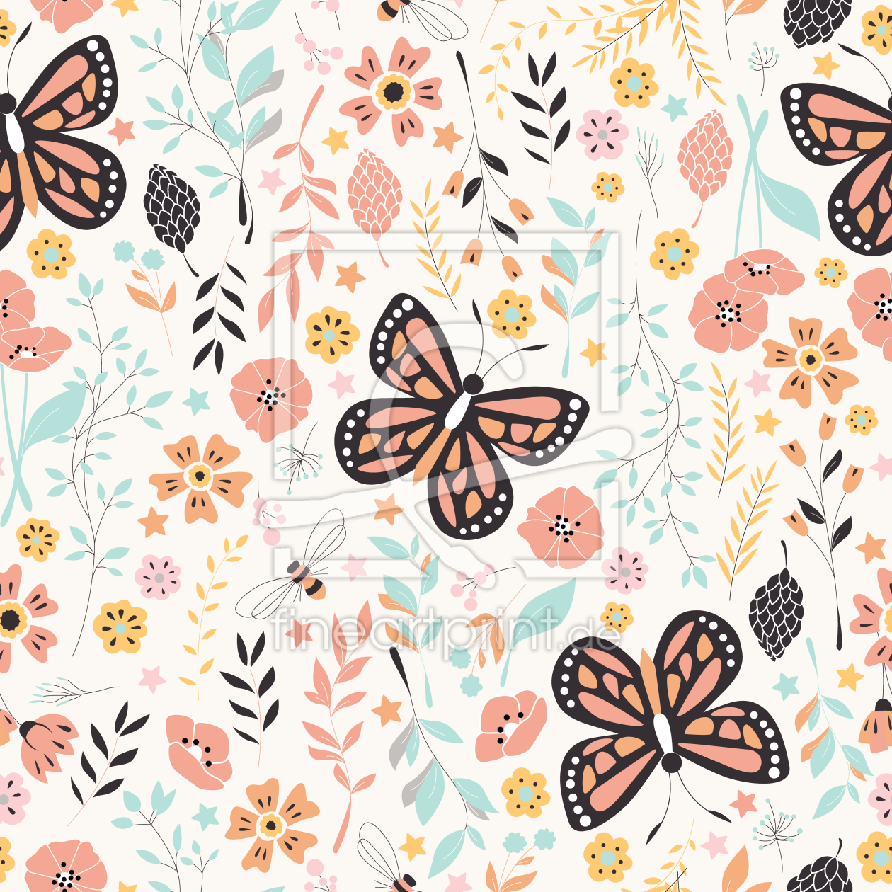 Bild-Nr.: 9012027 Blumenwiese und Schmetterlinge erstellt von patterndesigns-com