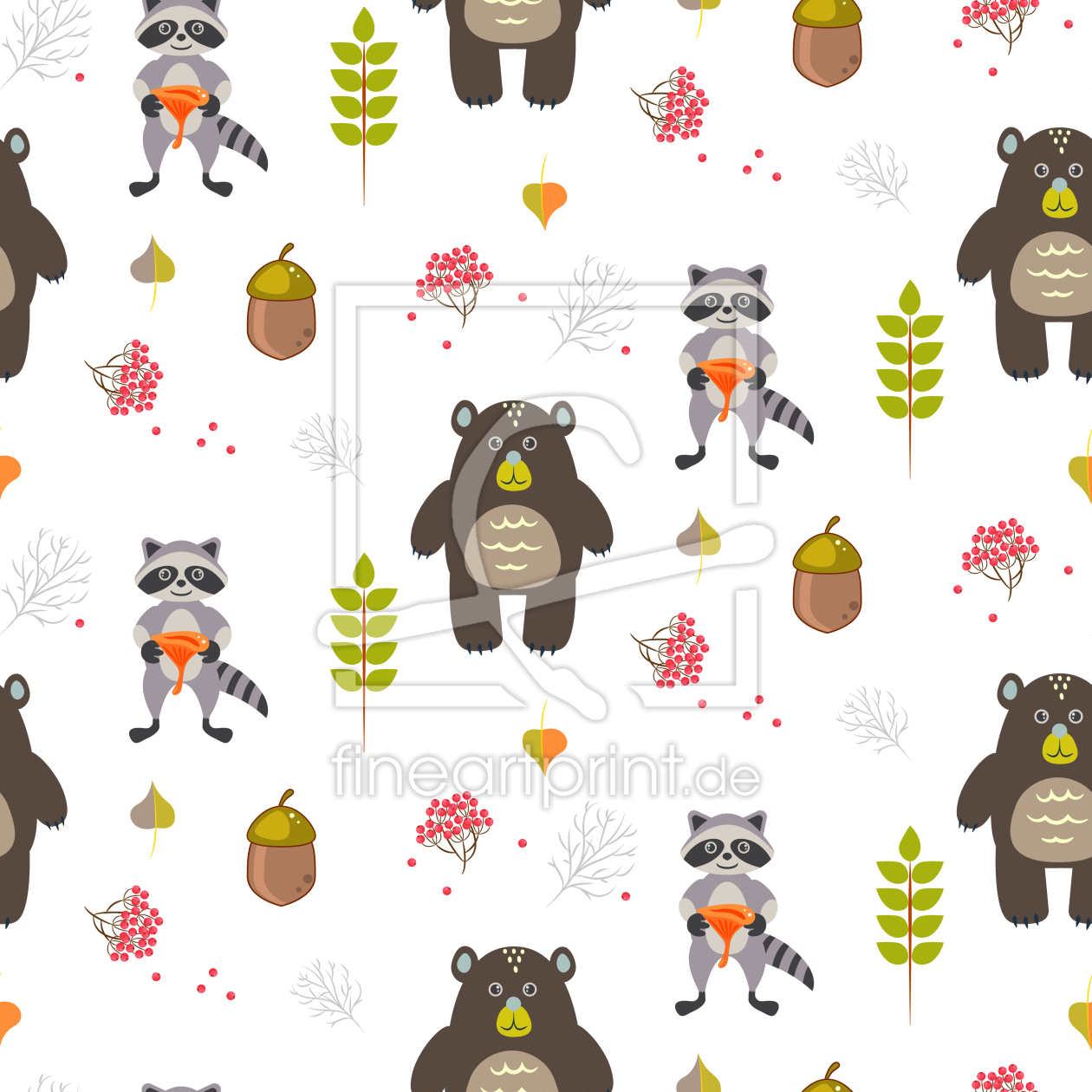 Bild-Nr.: 9012037 Bären und Waschbären im Wald erstellt von patterndesigns-com