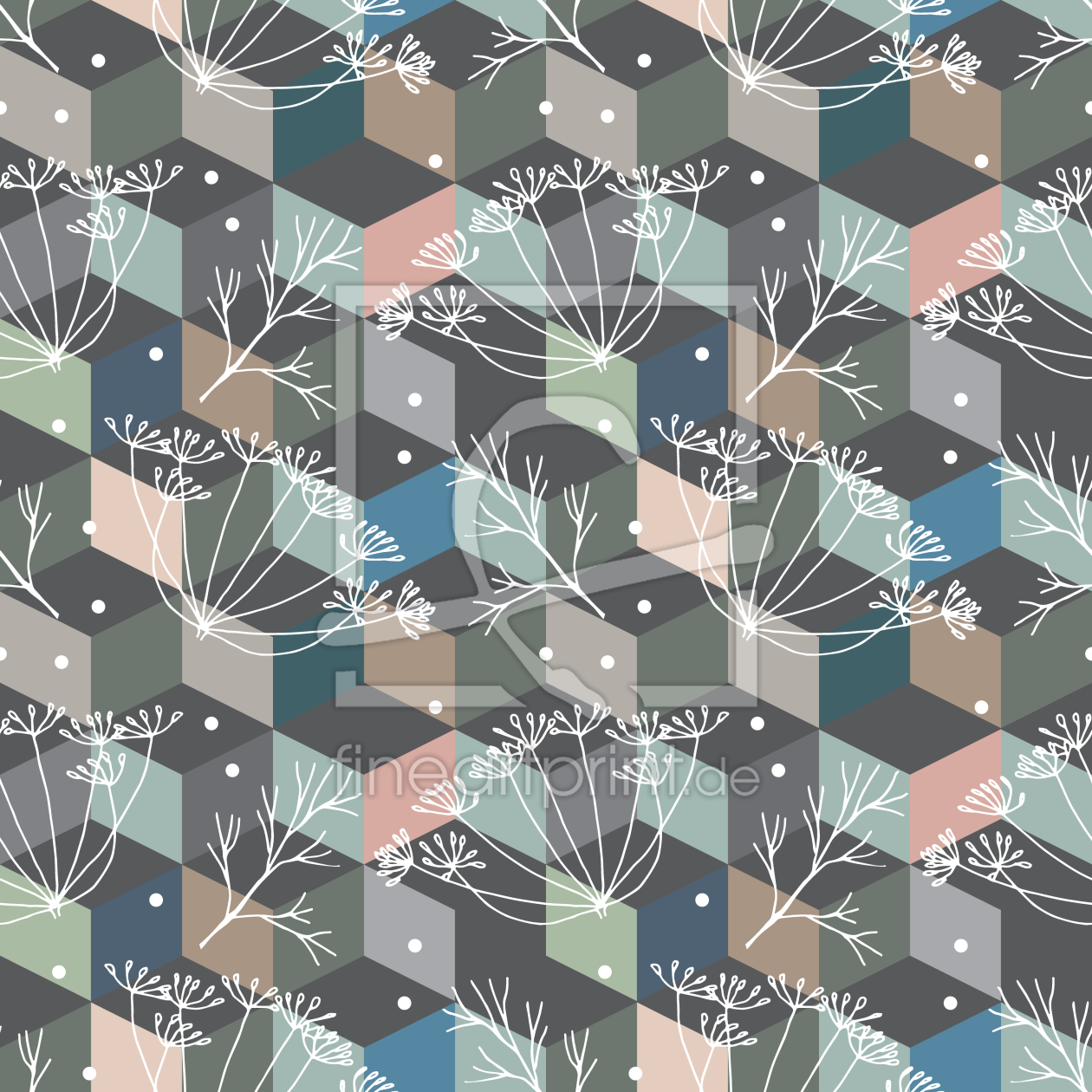 Bild-Nr.: 9012393 Isometrische Formen mit Dillblüten erstellt von patterndesigns-com