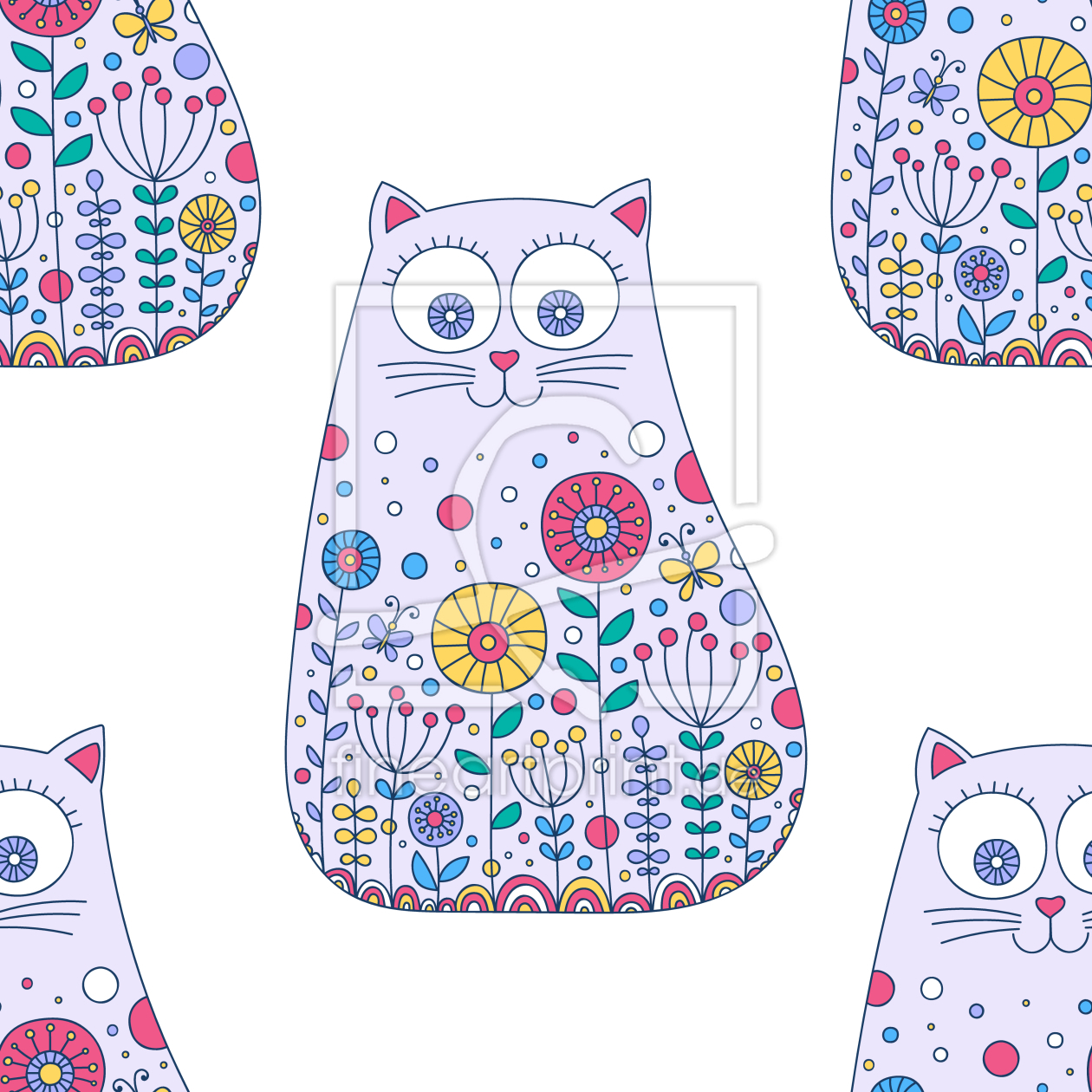 Bild-Nr.: 9013049 Reich verzierte Cartoon Katzen erstellt von patterndesigns-com