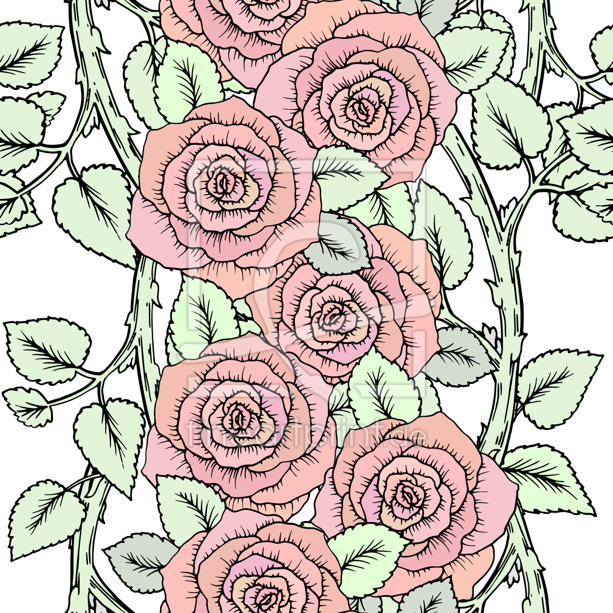 Bild-Nr.: 9013589 Niedliche Rosen auf Zweigen erstellt von patterndesigns-com