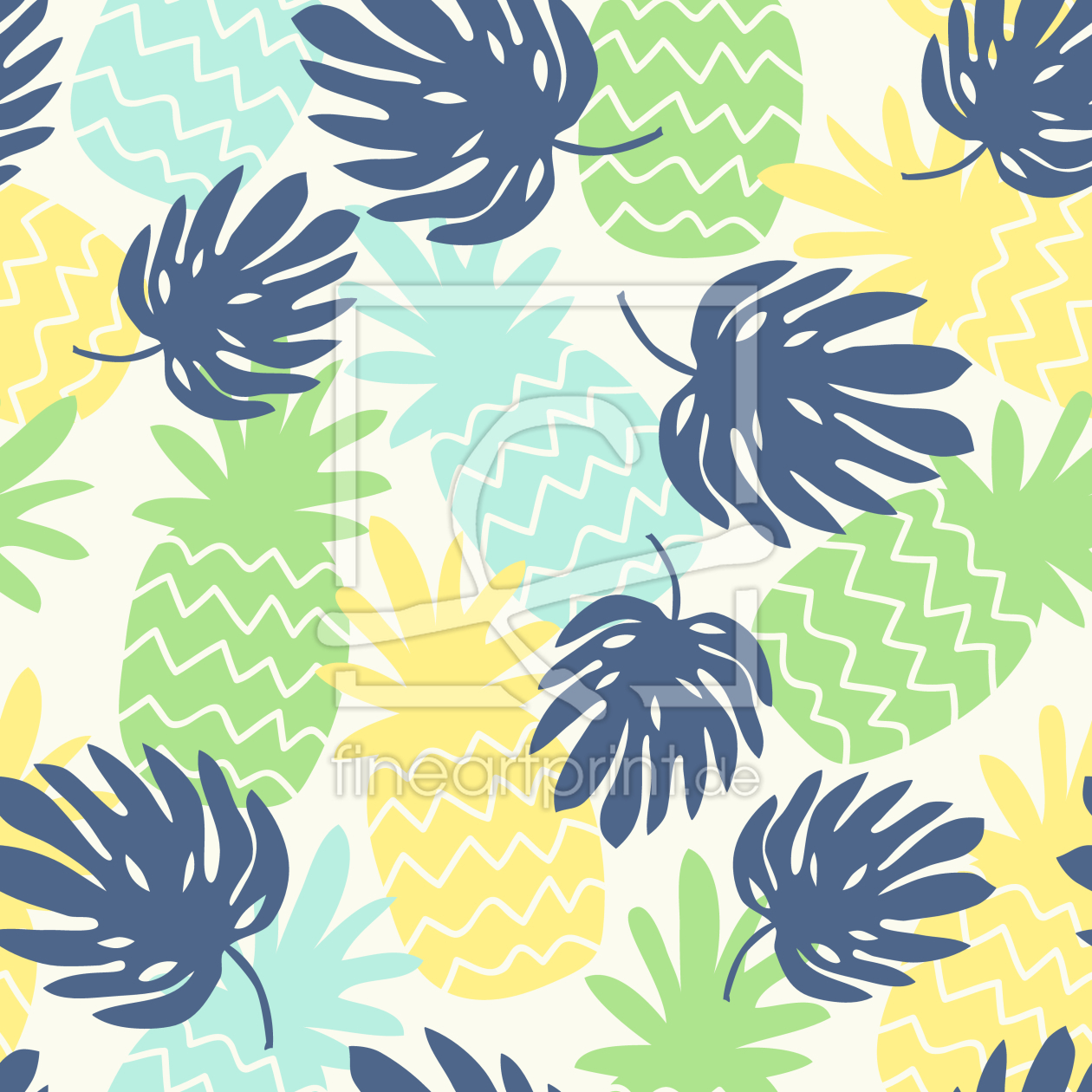 Bild-Nr.: 9014018 Ananas und Monstera-Blätter erstellt von patterndesigns-com