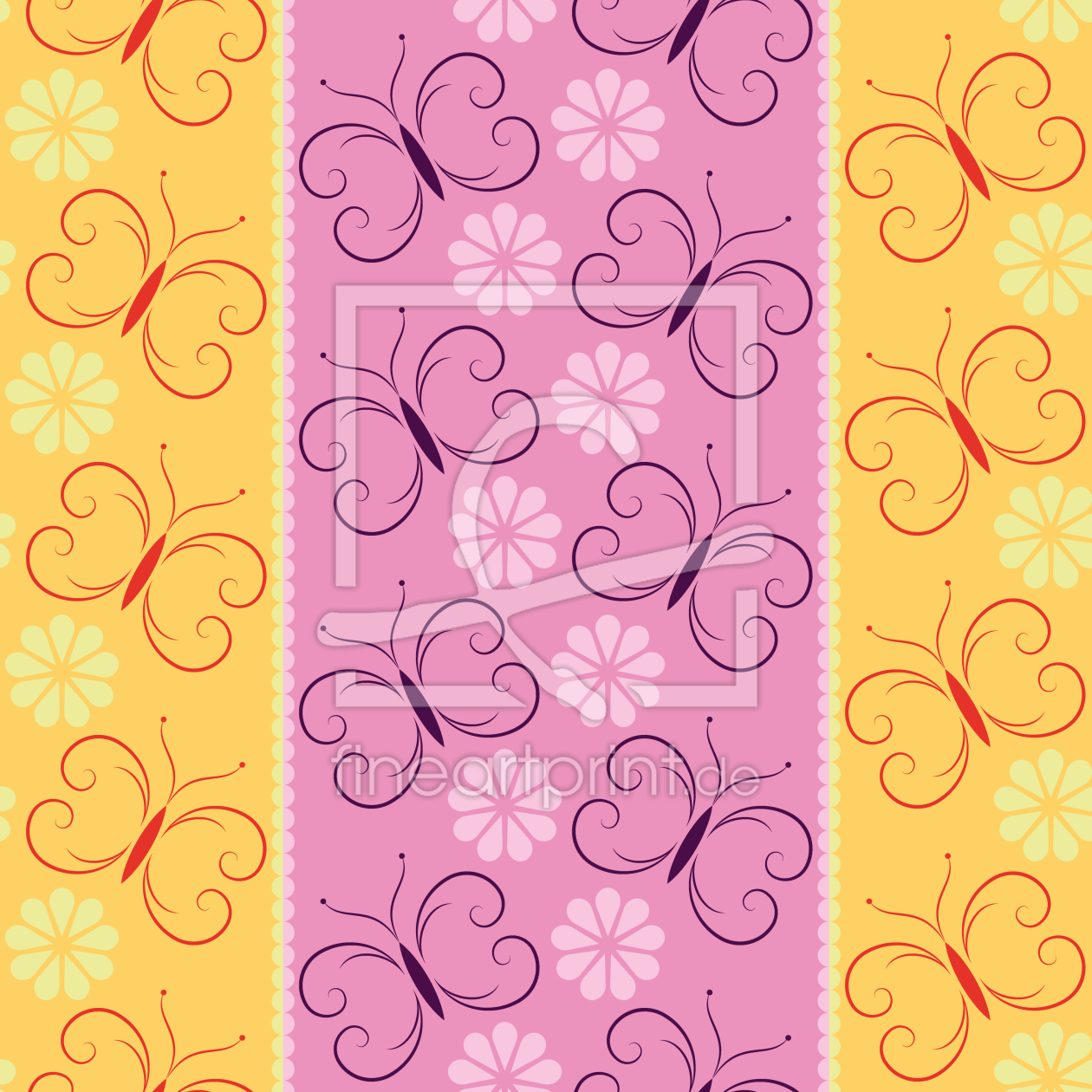 Bild-Nr.: 9014296 Streifen mit Schmetterlingen und Blüten erstellt von patterndesigns-com