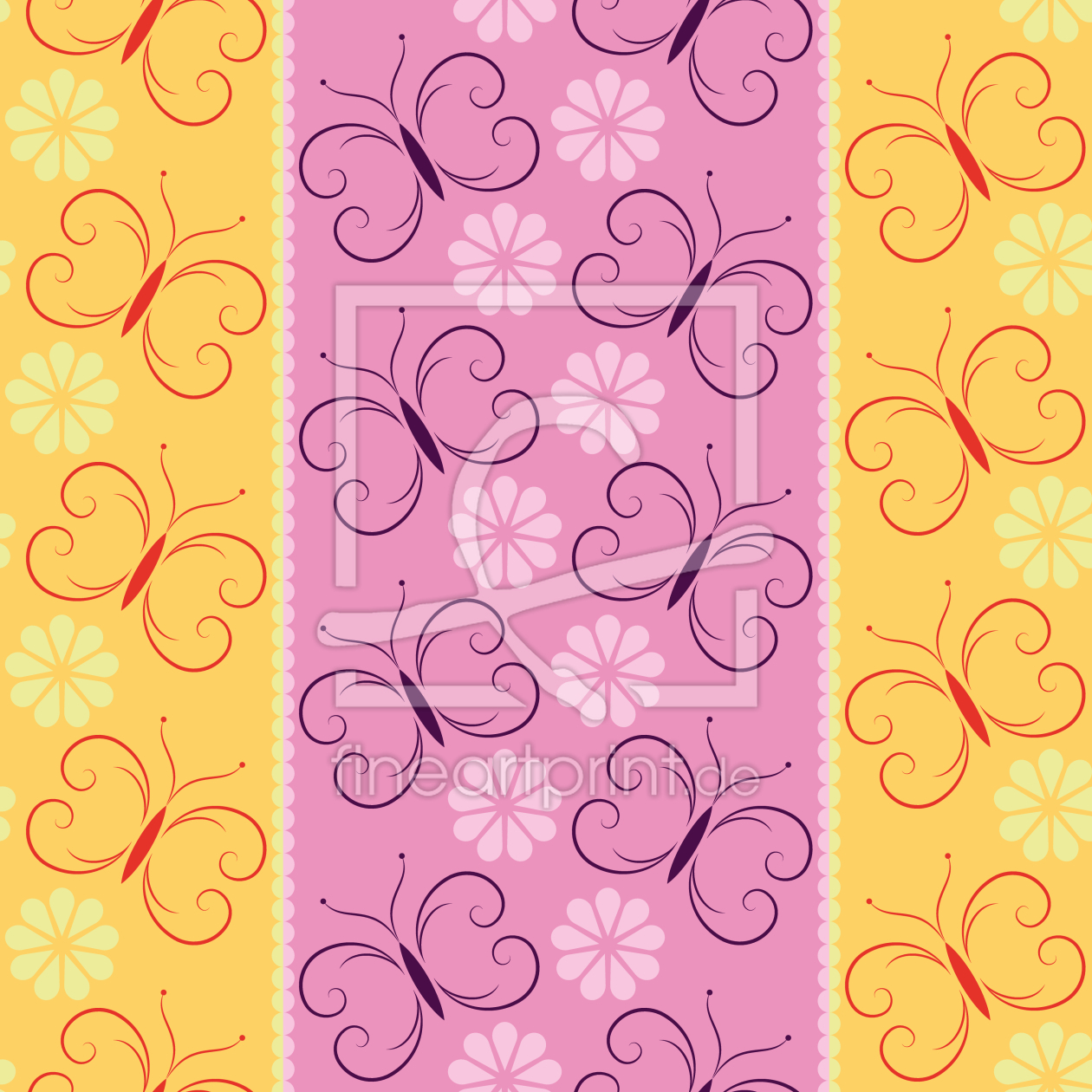 Bild-Nr.: 9014296 Streifen mit Schmetterlingen und Blüten erstellt von patterndesigns-com