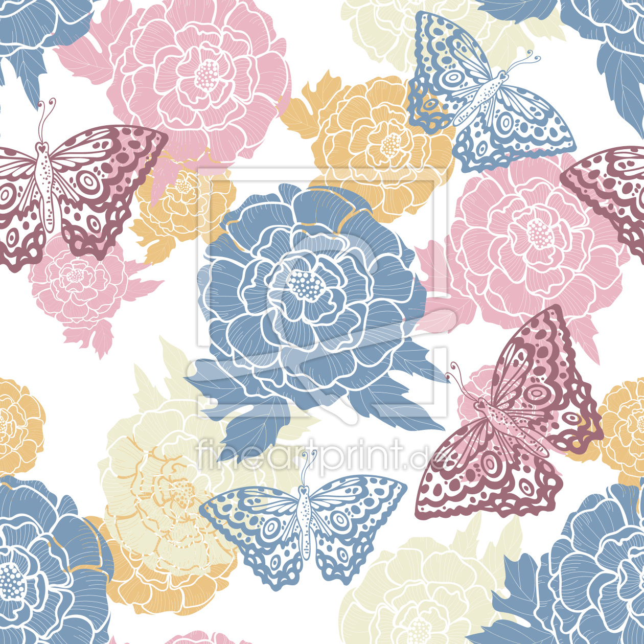 Bild-Nr.: 9014365 Pfingstrosen Und Schmetterlinge erstellt von patterndesigns-com