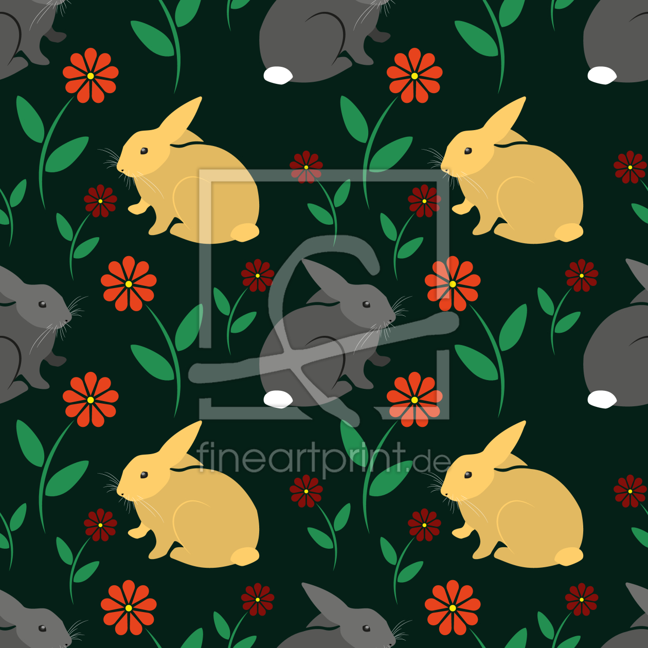 Bild-Nr.: 9014473 Hasen Auf Blumenwiese erstellt von patterndesigns-com