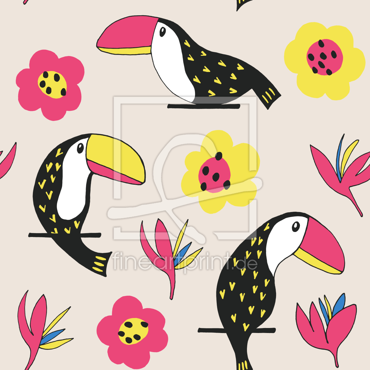 Bild-Nr.: 9014517 Schöne Tukane und Blüten erstellt von patterndesigns-com