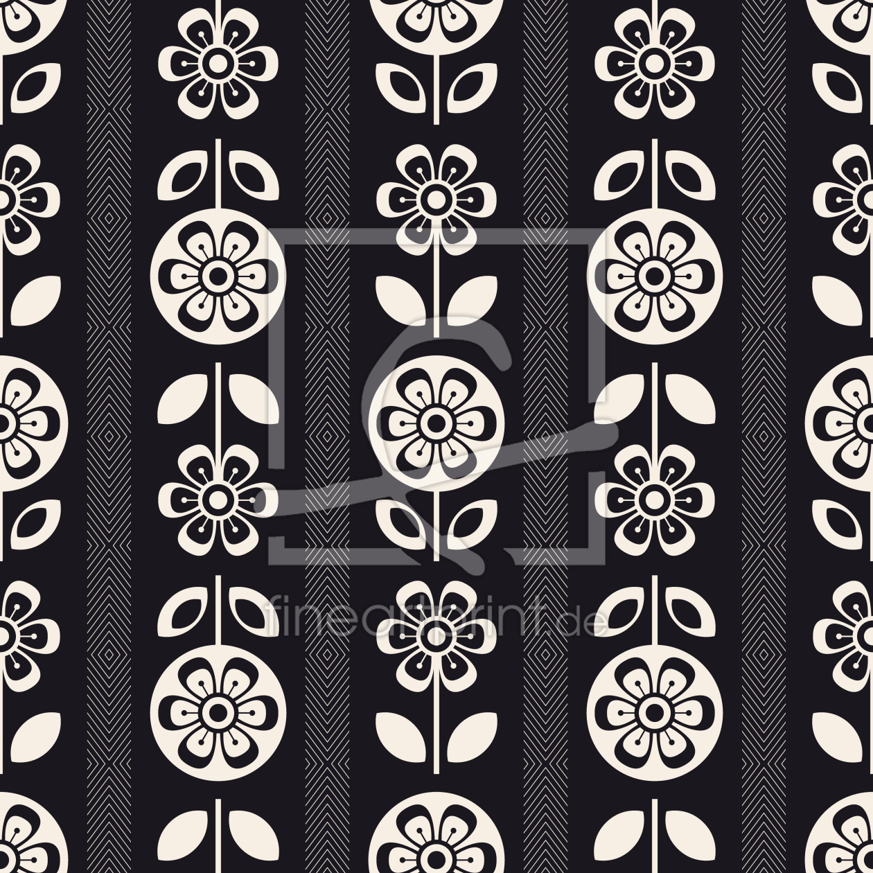 Bild-Nr.: 9014759 Retro Monochrome Blumen und Blätter erstellt von patterndesigns-com