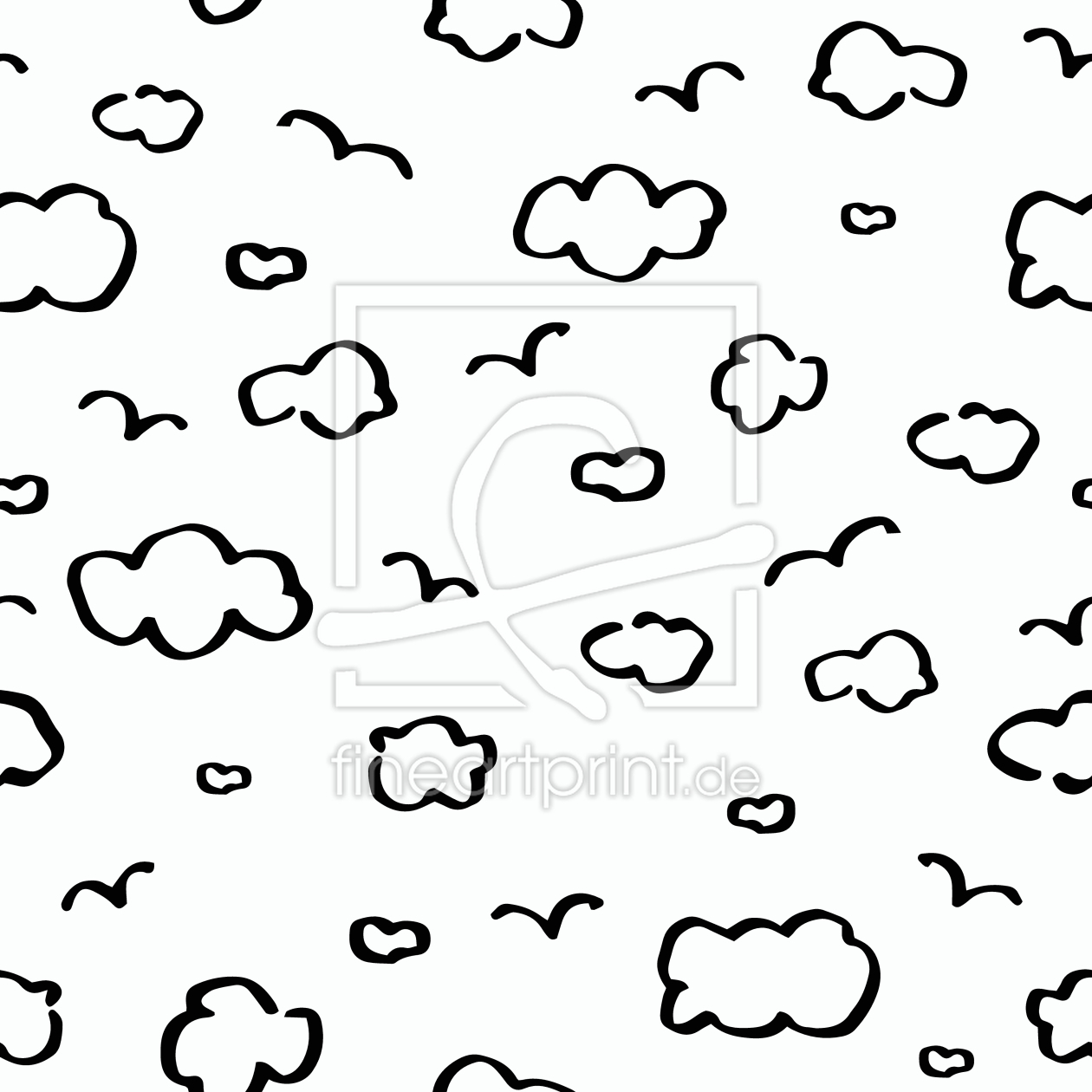Bild-Nr.: 9014825 Skizzierte Wolken und Möwen erstellt von patterndesigns-com