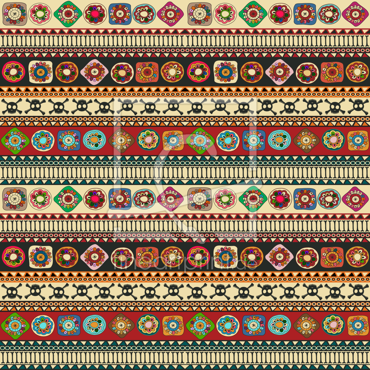 Bild-Nr.: 9014894 Aztekische Bordüre mit floralen Elementen erstellt von patterndesigns-com