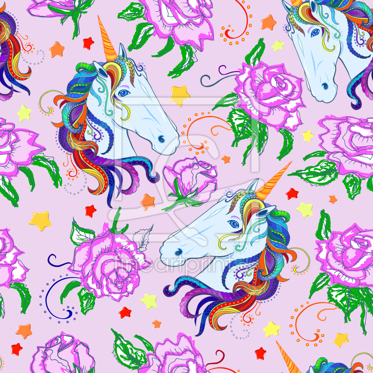 Bild-Nr.: 9014975 Einhorn Und Rosen erstellt von patterndesigns-com