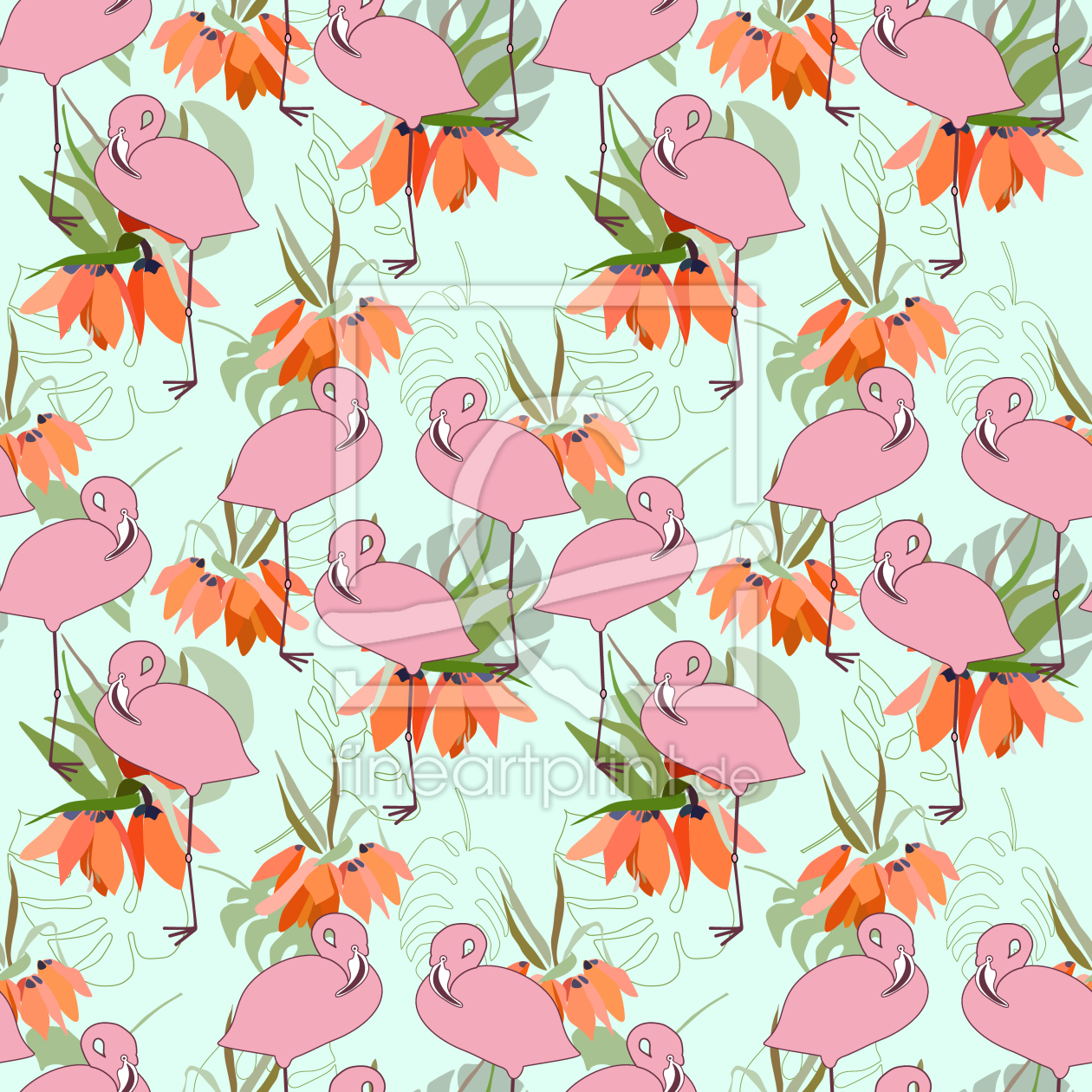 Bild-Nr.: 9015209 Flamingos und tropische Pflanzen erstellt von patterndesigns-com