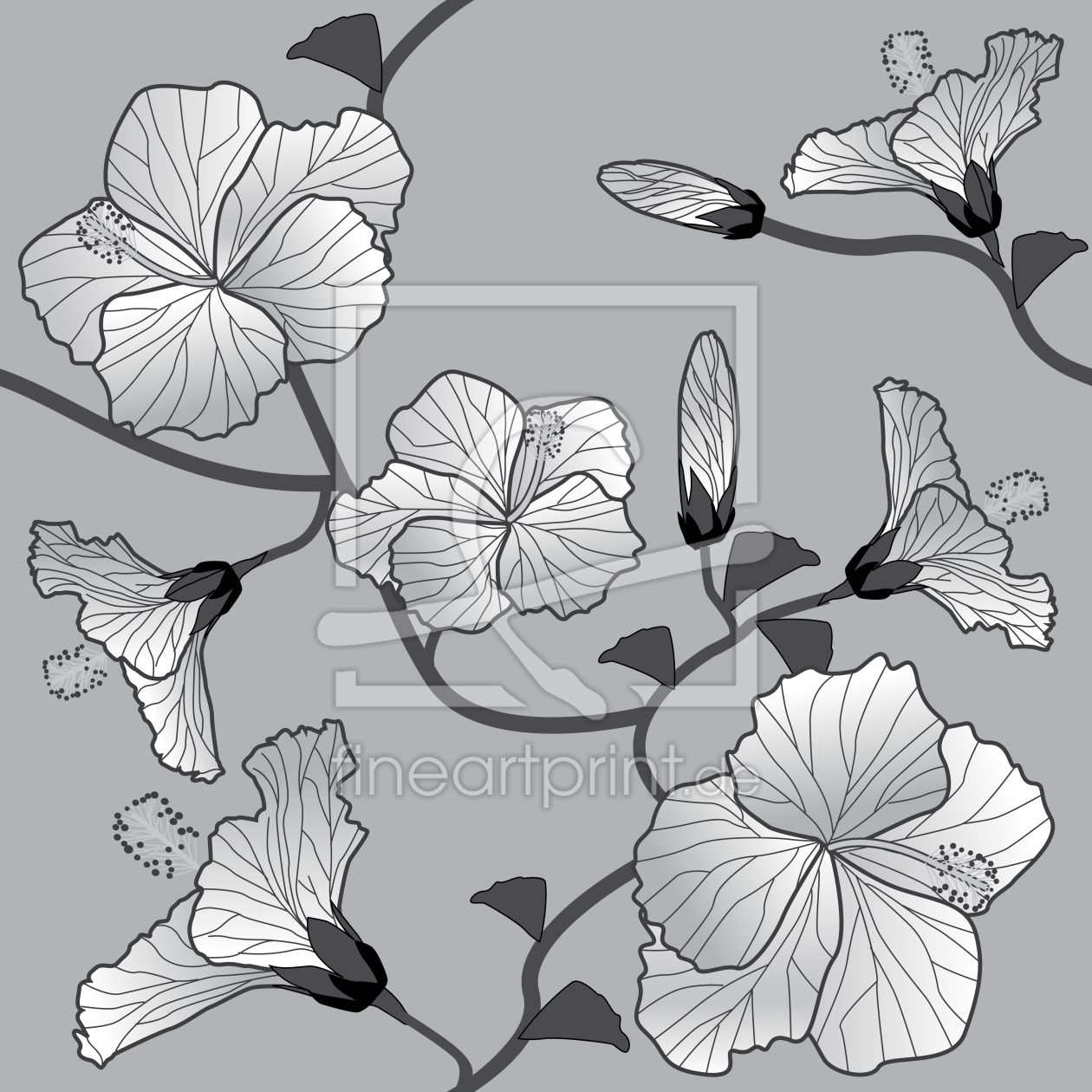 Bild-Nr.: 9025065 Hibiskus Monochrom erstellt von patterndesigns-com