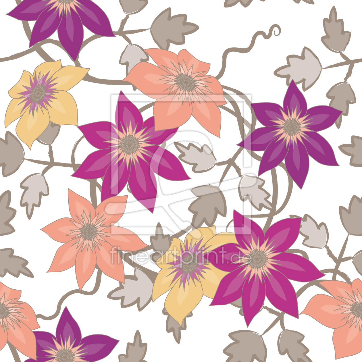 Bild-Nr.: 9025437 Clematis Traumgarten In Weiss erstellt von patterndesigns-com