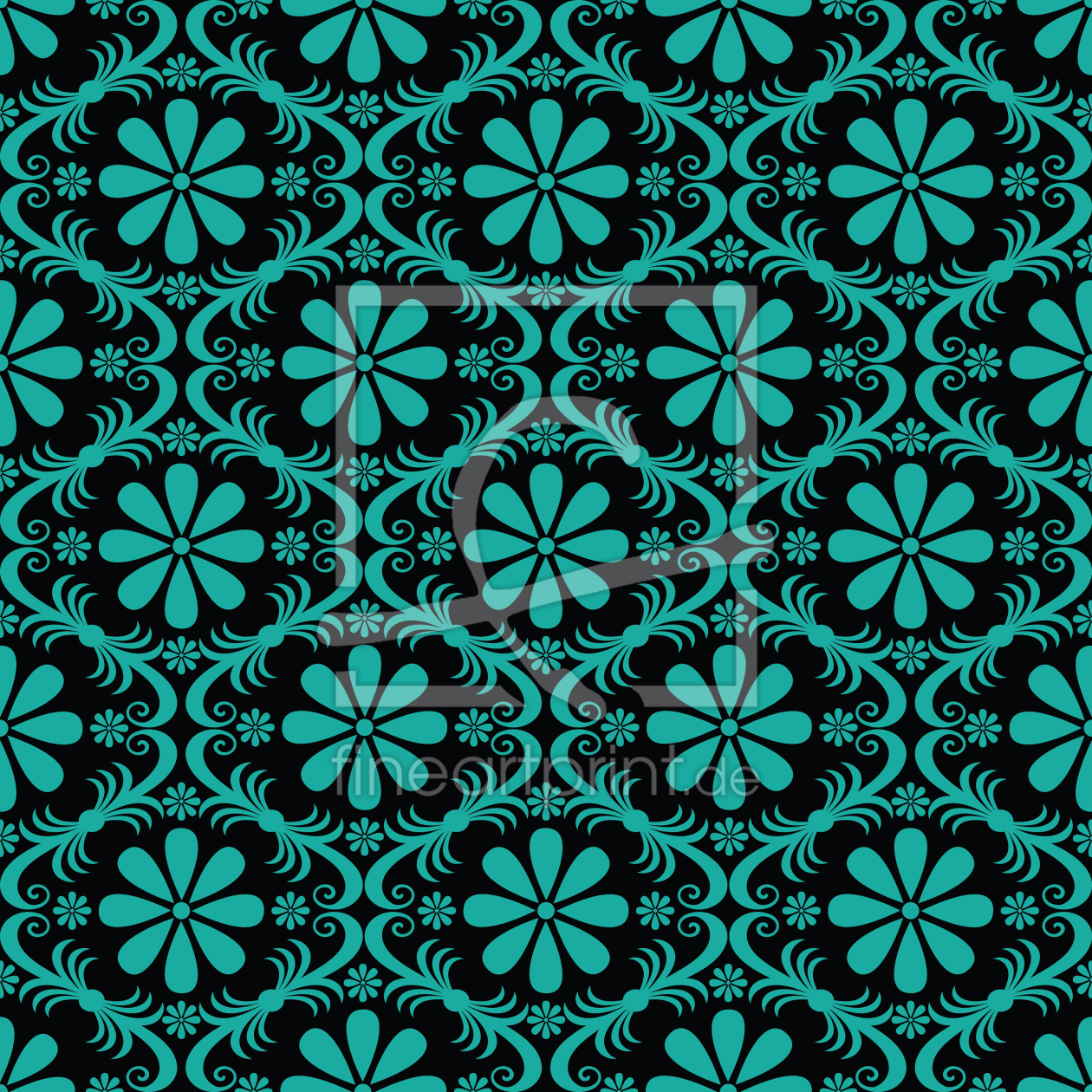 Bild-Nr.: 9025522 Überall Türkise Blumen erstellt von patterndesigns-com
