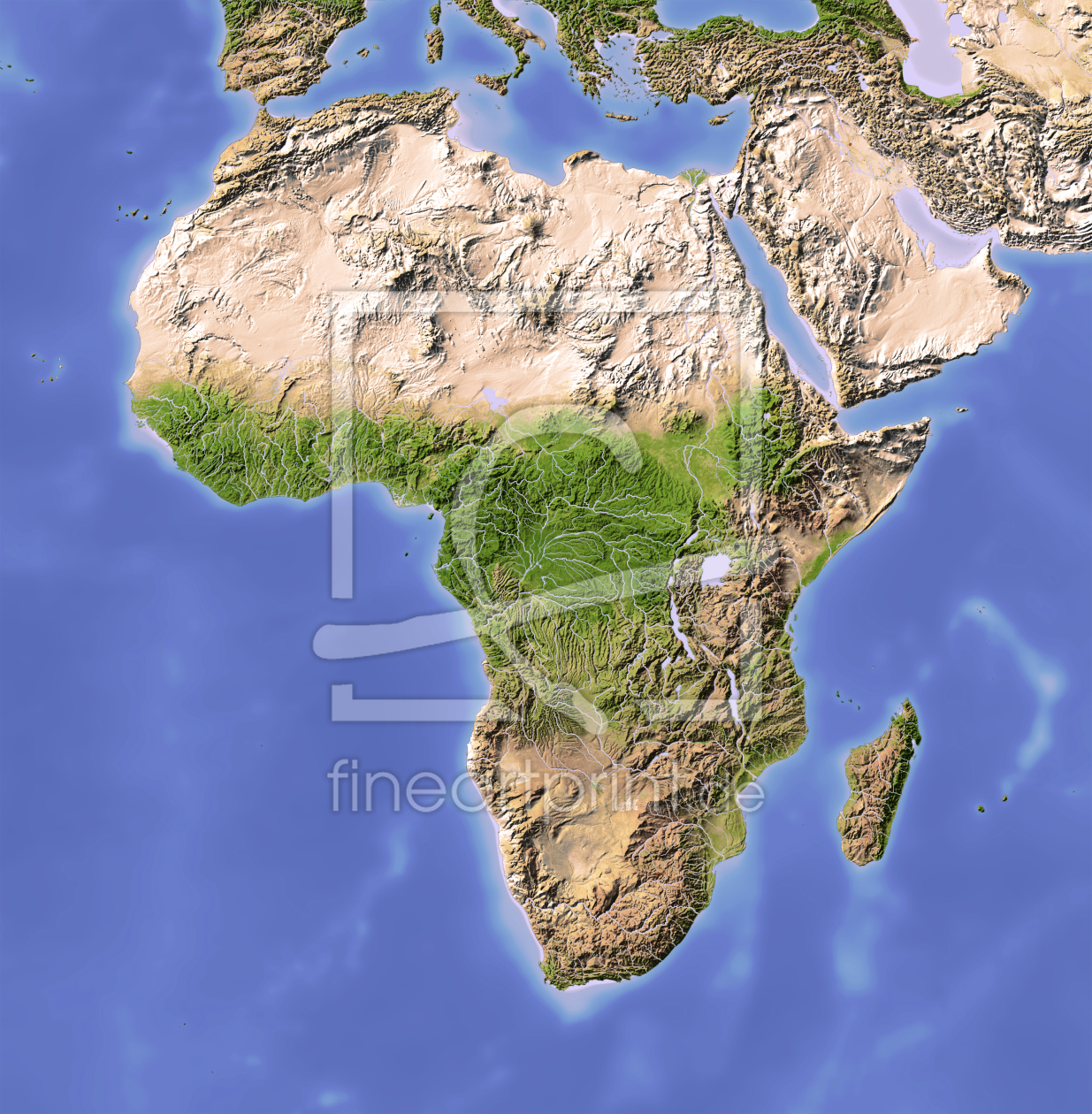 Bild-Nr.: 9979977 Afrika, Reliefkarte in natürlichen Farben erstellt von AridOcean