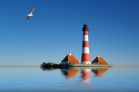 Hochwasser am Leuchtturm Westerhever/10371945