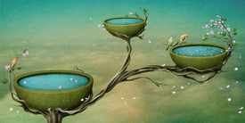 Three bowls of water on the tree/10466710