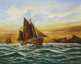 Segelschiff auf See - maritime Gemälde/11400191