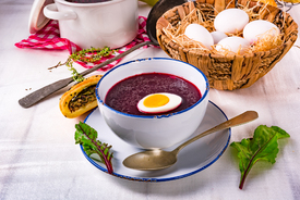 beet green soup with egg/11714162