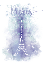 TEXTKUNST Eiffelturm Aquarell - violett und türkis/11984068