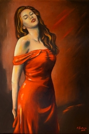 Schöne Lady im roten Kleid/12194280