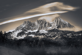 Wilder Kaiser im Nebel  schwarz weiß/12308530