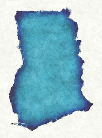 Ghana Landkarte in blauen Wasserfarben/12415630