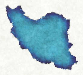Iran Landkarte in blauen Wasserfarben/12418074
