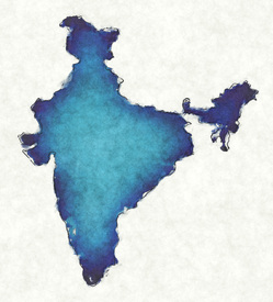 Indien Landkarte in blauen Wasserfarben/12418075