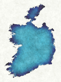 Irland Landkarte in blauen Wasserfarben/12418080