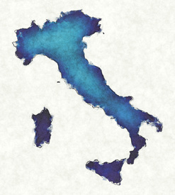 Italien Landkarte in blauen Wasserfarben/12423306