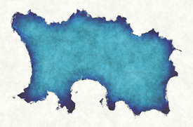 Jersey Landkarte in blauen Wasserfarben/12423315