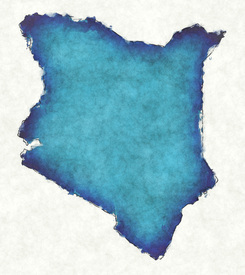 Kenia Landkarte in blauen Wasserfarben/12425888