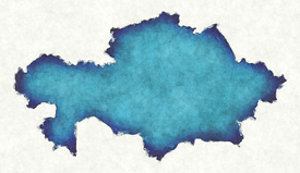 Kasachstan Landkarte in blauen Wasserfarben/12425891