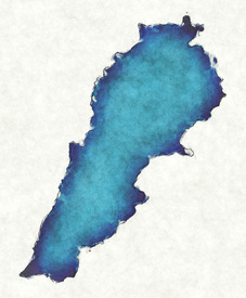 Libanon Landkarte in blauen Wasserfarben/12427794